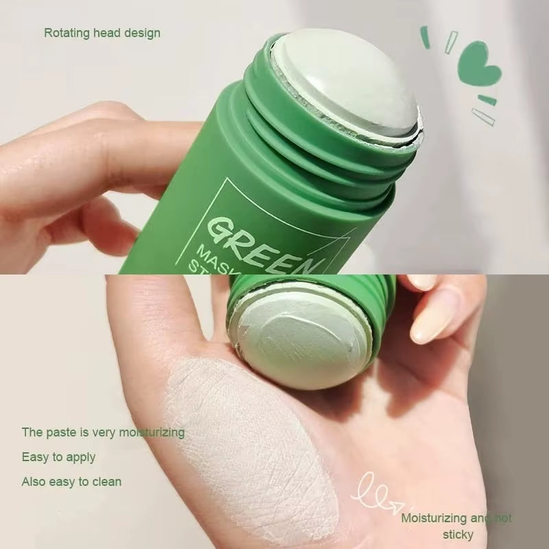 Green Tea Solid Cleansing Mask,Blackhead Remover with Green Tea Extract,Deep Pore Cleansing,Whitening Moisturizing Skincare Mask