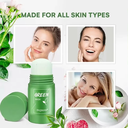 Green Tea Solid Cleansing Mask,Blackhead Remover with Green Tea Extract,Deep Pore Cleansing,Whitening Moisturizing Skincare Mask